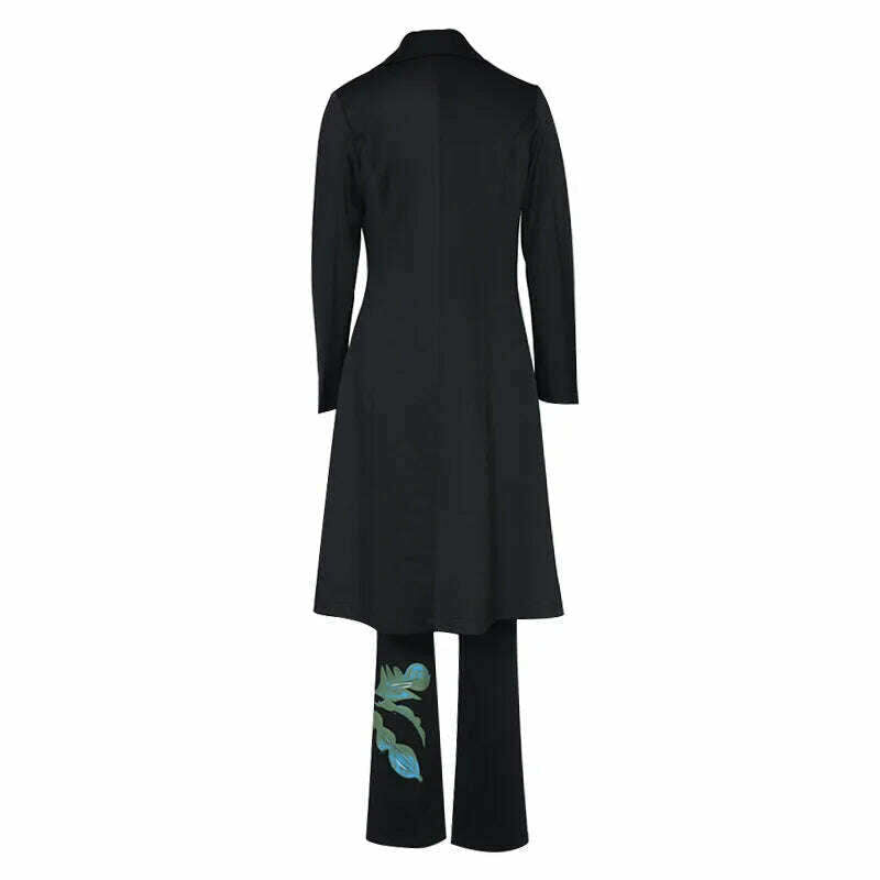 KIMLUD, Women Vintage Print Blazer 3 Pcs Elegant Long Sleeve Suit Jackets Vest and Flare Pants Suit Female Chic Business Outfits, KIMLUD Womens Clothes