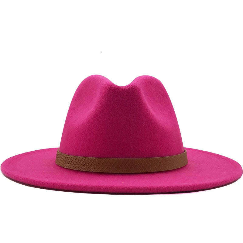 KIMLUD, Women Wide Brim Wool Felt Jazz Fedora Hats Panama Style Ladies Trilby Gambler Hat Fashion Party Cowboy Sunshade Cap, 11 / 56-58CM, KIMLUD APPAREL - Womens Clothes