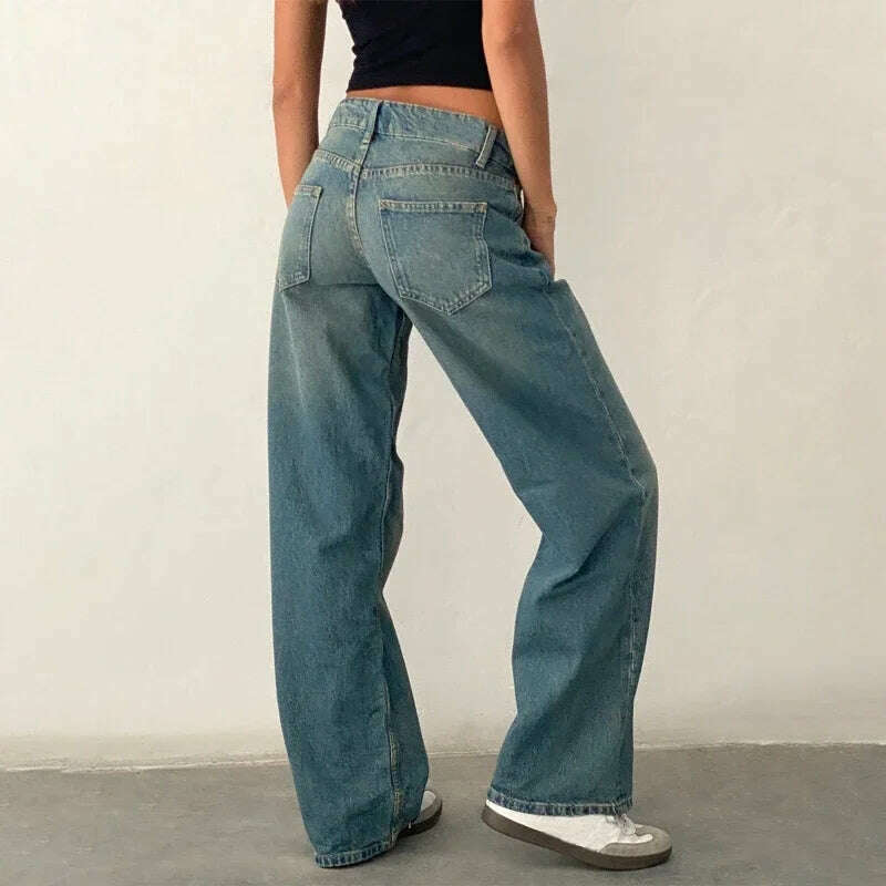 KIMLUD, Women Y2K Wide Leg Denim Pants Baggy Low Waist Boyfriend Jeans Casual Vintage Loose Fit Jeans Trousers Cyber Grunge Streetwear, KIMLUD Womens Clothes