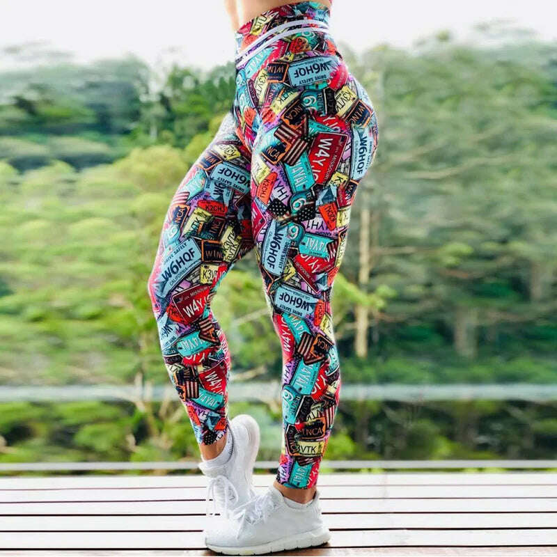 KIMLUD, Women Yoga Sport Leggins Gym Training Weave Printed Leggings High Waist Elastic Yoga Pants Fitness Joggings Running Femme, W6H Red / S, KIMLUD Womens Clothes