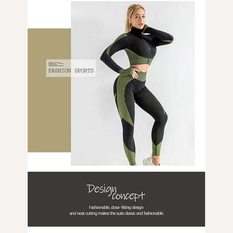 KIMLUD, Women's 3pcs Seamless Workout Outfits Sets Yoga Sportswear Tracksuit Leggings and Stretch Sports Bra Fitness, KIMLUD Womens Clothes