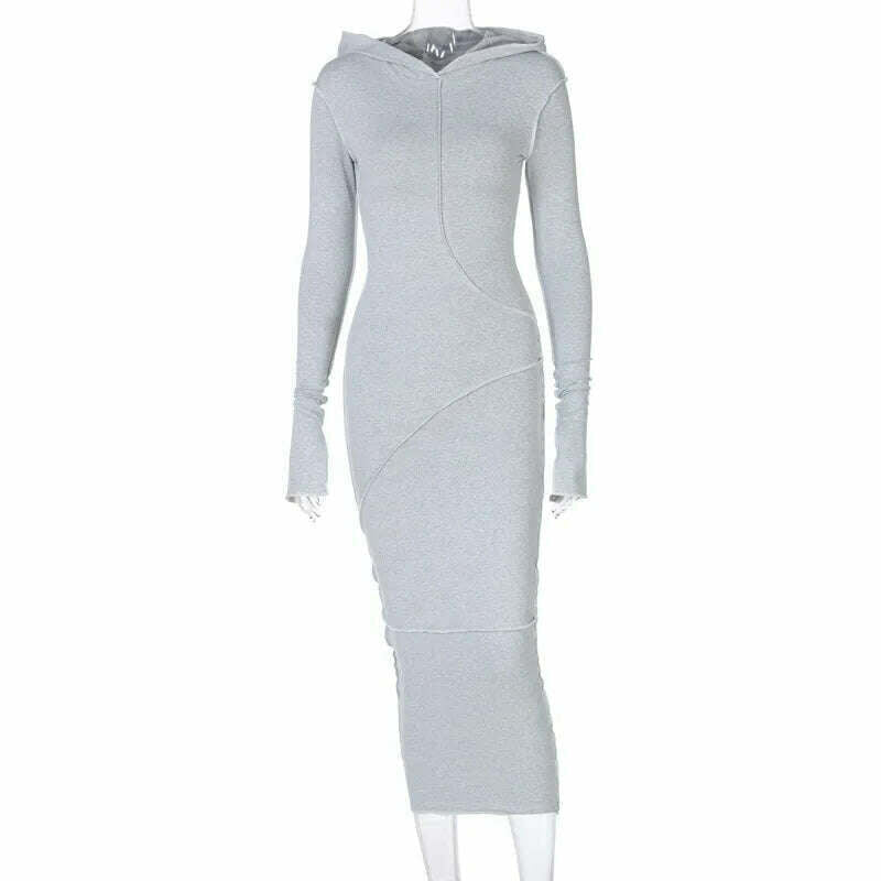KIMLUD, Women's Dress New Casual Hooded Long Sleeve Sexy Elegant Party Dresses for Women 2023 Outfits Dresses Streetwear Skinny Bodycon, KIMLUD Womens Clothes