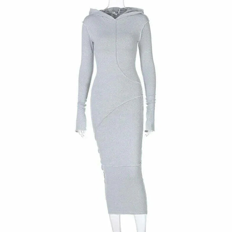 KIMLUD, Women's Dress New Casual Hooded Long Sleeve Elegant Party Dresses for Women 2023 Outfits Dresses Streetwear Skinny Bodycon, KIMLUD Womens Clothes