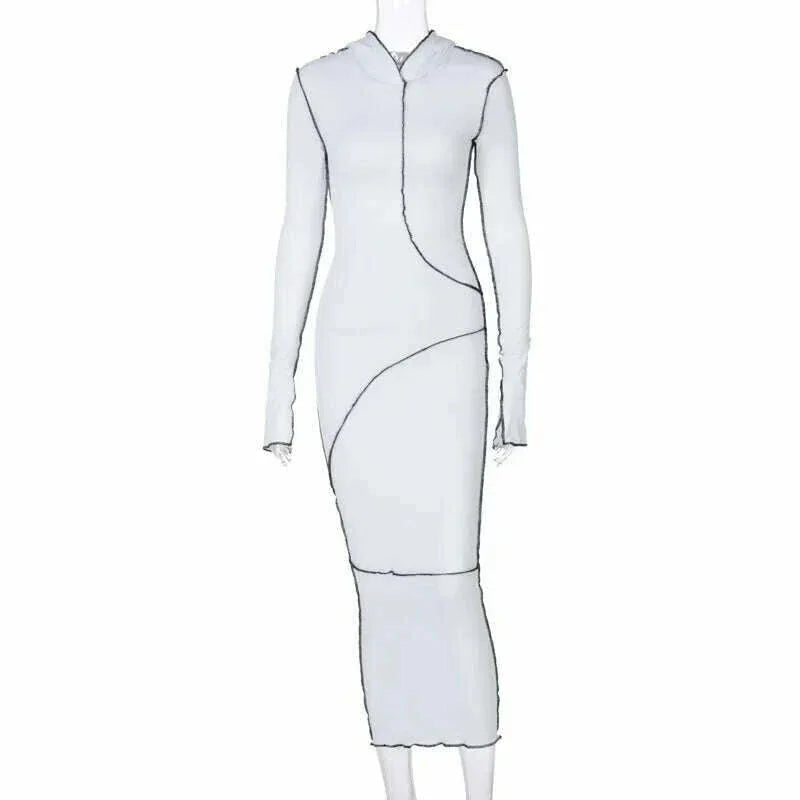 KIMLUD, Women's Dress New Casual Hooded Long Sleeve Elegant Party Dresses for Women 2023 Outfits Dresses Streetwear Skinny Bodycon, KIMLUD Womens Clothes
