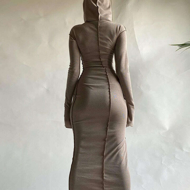 KIMLUD, Women's Dress New Casual Hooded Long Sleeve Sexy Elegant Party Dresses for Women 2023 Outfits Dresses Streetwear Skinny Bodycon, KIMLUD Womens Clothes