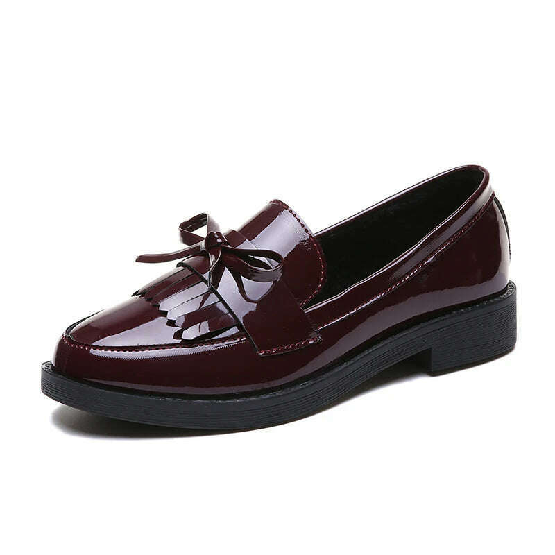 KIMLUD, Women's Flats spring summer shoes woman sandalias2022 slides shoes designer Loafers Patent Leather Low Heels Oxford sport Shoe, PU Wine Red / CN 35 (EU Size 34), KIMLUD APPAREL - Womens Clothes