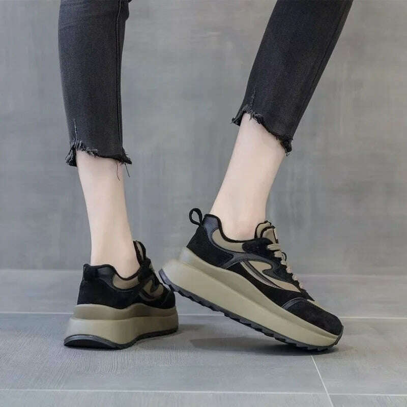 KIMLUD, Women's Shoes Fashion Thick Sole Casual Shoes Womens Sneakers Versatile Fashion Platform Sneakers Flat Walking Footwear, KIMLUD Womens Clothes