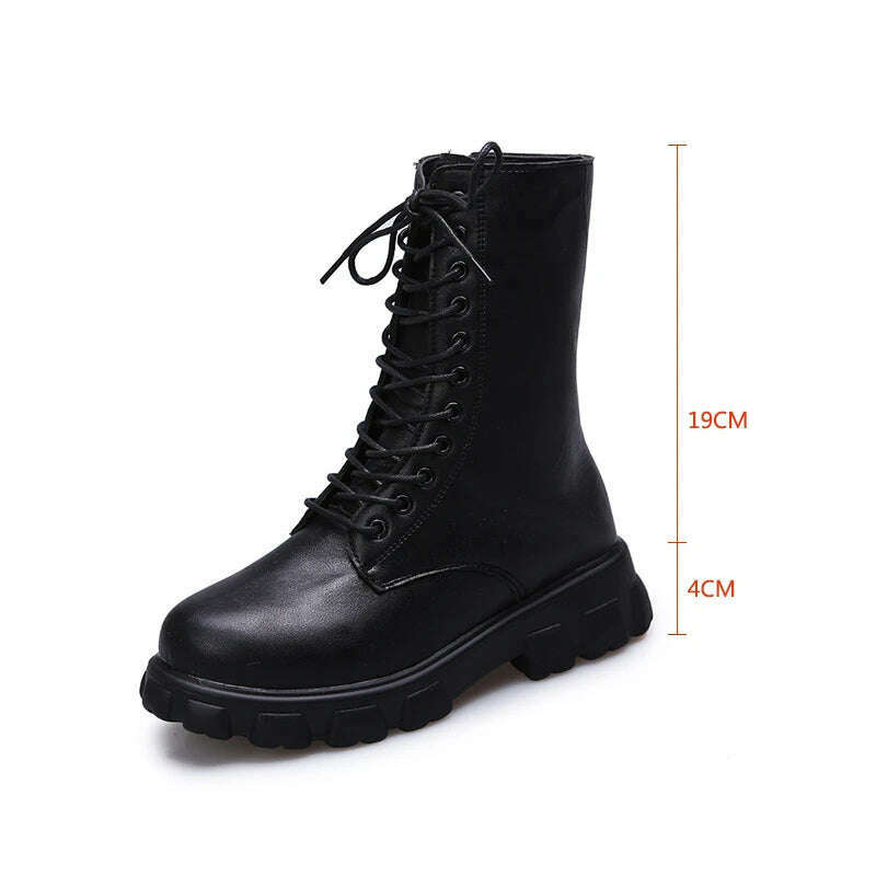 KIMLUD, Women's Shoes Mid Calf Boots Gothic Punk Casual White Platform Woman Medium Heel Spring Summer 2022 Elegant with Free Shipping, KIMLUD Womens Clothes