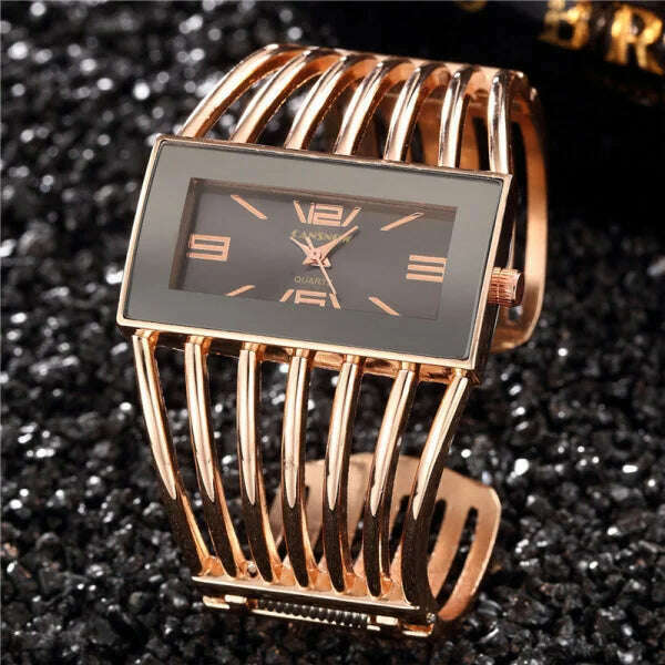 KIMLUD, Women's Watches New Luxury Bangle Steel Bracelet Fashion Rectangle Small Dial Ladies Quartz Wristwatches Clock Relogio Feminino, KIMLUD Womens Clothes