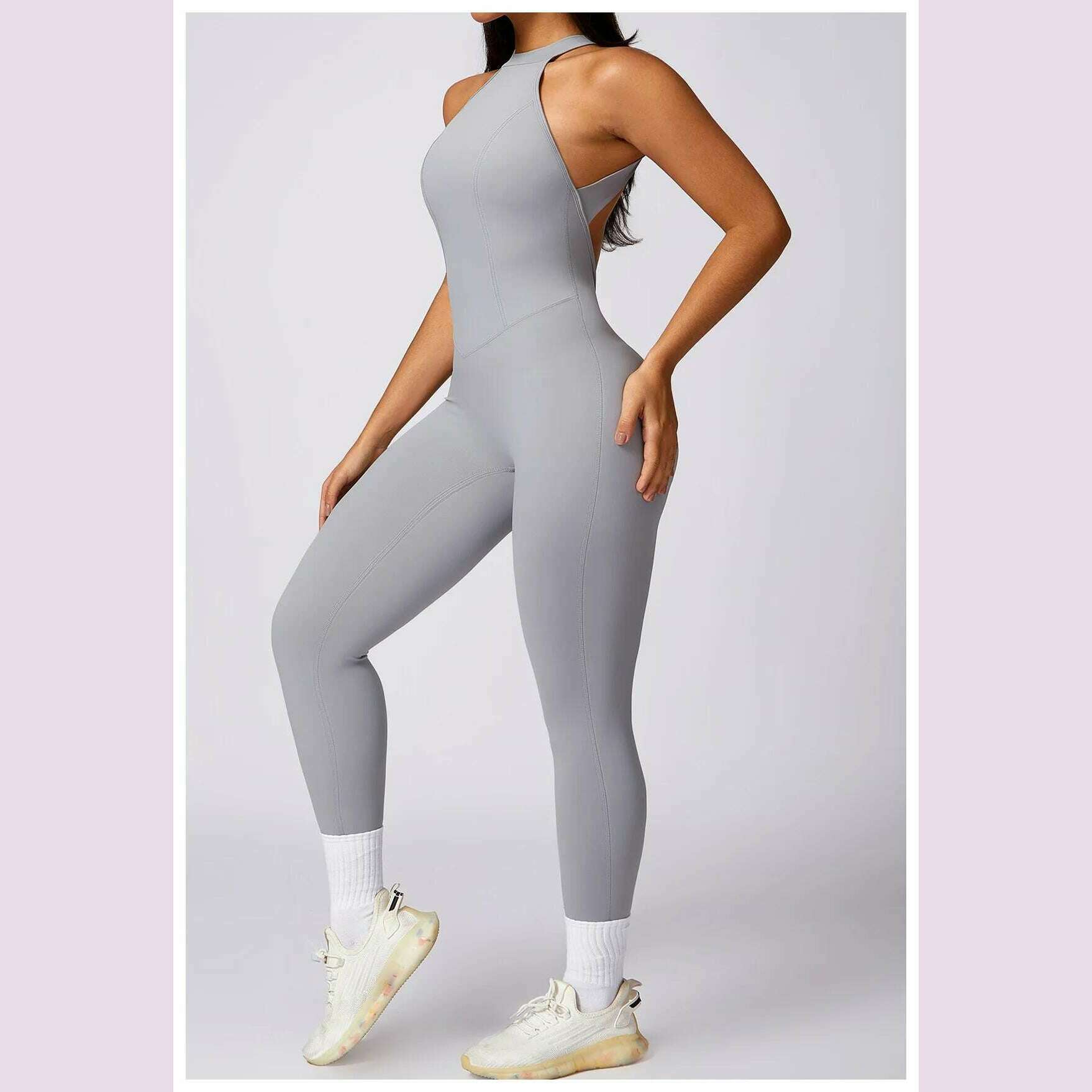 Women's 2024 New INS Network Red Same Hip Lift Back Outdoor Running Tight Exercise Quick Dry Yoga Fitness Jumpsuit - KIMLUD