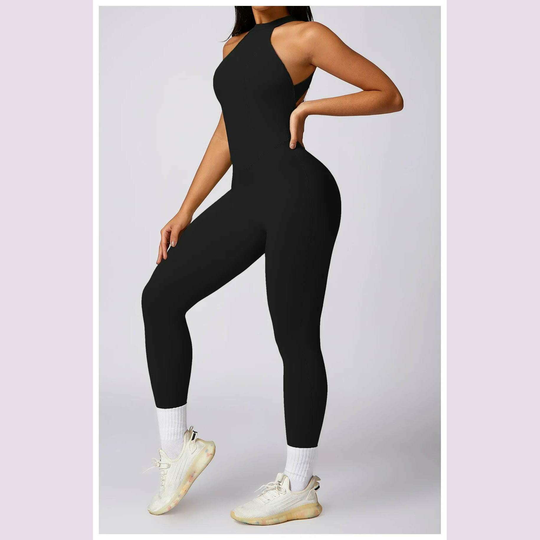 Women's 2024 New INS Network Red Same Hip Lift Back Outdoor Running Tight Exercise Quick Dry Yoga Fitness Jumpsuit - KIMLUD