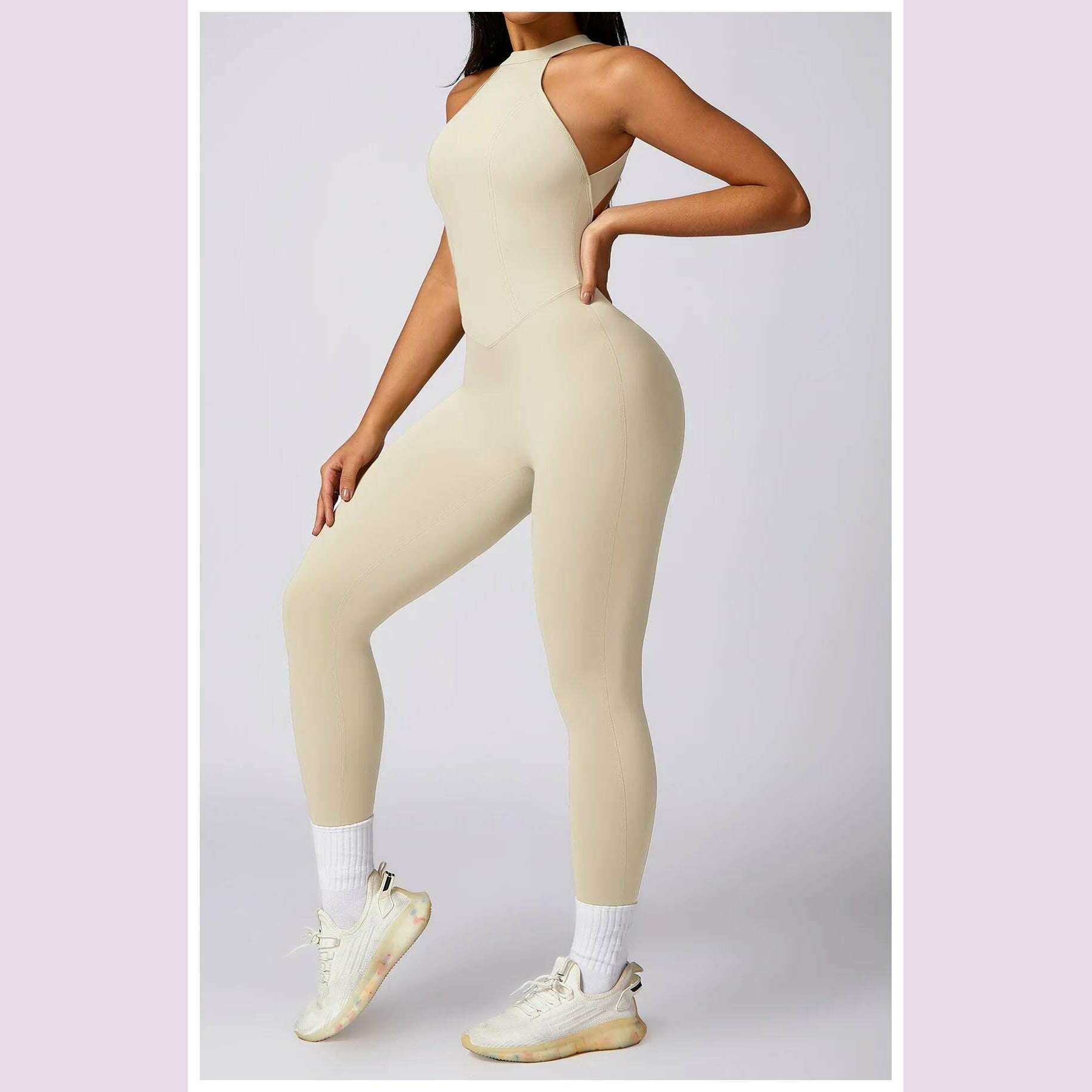 Women's 2024 New INS Network Red Same Hip Lift Back Outdoor Running Tight Exercise Quick Dry Yoga Fitness Jumpsuit - KIMLUD