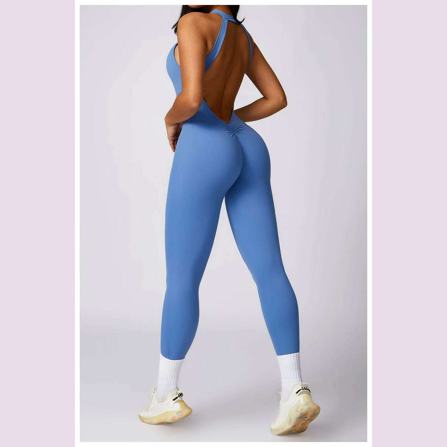 Women's 2024 New INS Network Red Same Hip Lift Back Outdoor Running Tight Exercise Quick Dry Yoga Fitness Jumpsuit - KIMLUD