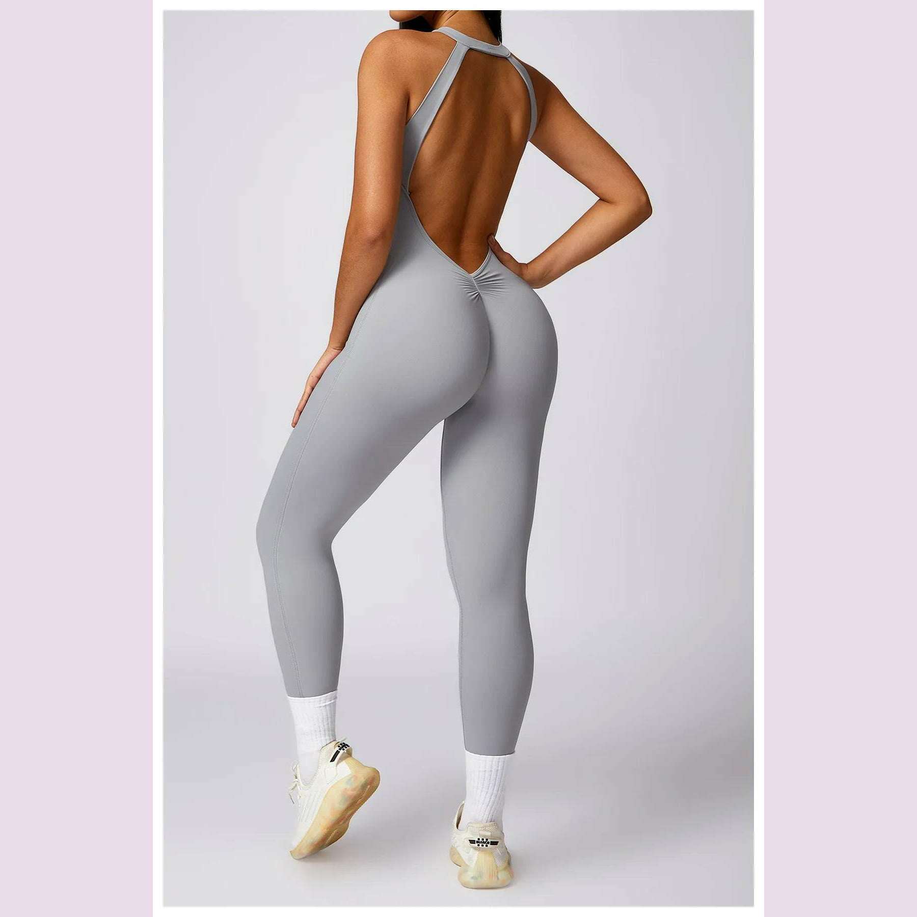 Women's 2024 New INS Network Red Same Hip Lift Back Outdoor Running Tight Exercise Quick Dry Yoga Fitness Jumpsuit - KIMLUD