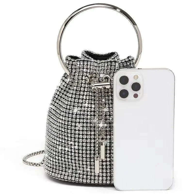 KIMLUD, Women's bag 2023 a w bucket bags Women's inlaid diamond bag Fashion dinner women luxury single shoulder designer handbags, KIMLUD Womens Clothes