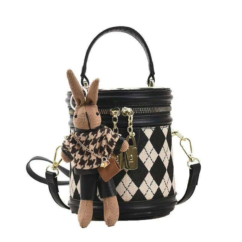 KIMLUD, Women's Bag for Women Fashion Luxury Designer Zipper Small Handbags For Women Leather Bucket Shoulder Bag 2023 New Trend Pendant, KIMLUD Womens Clothes