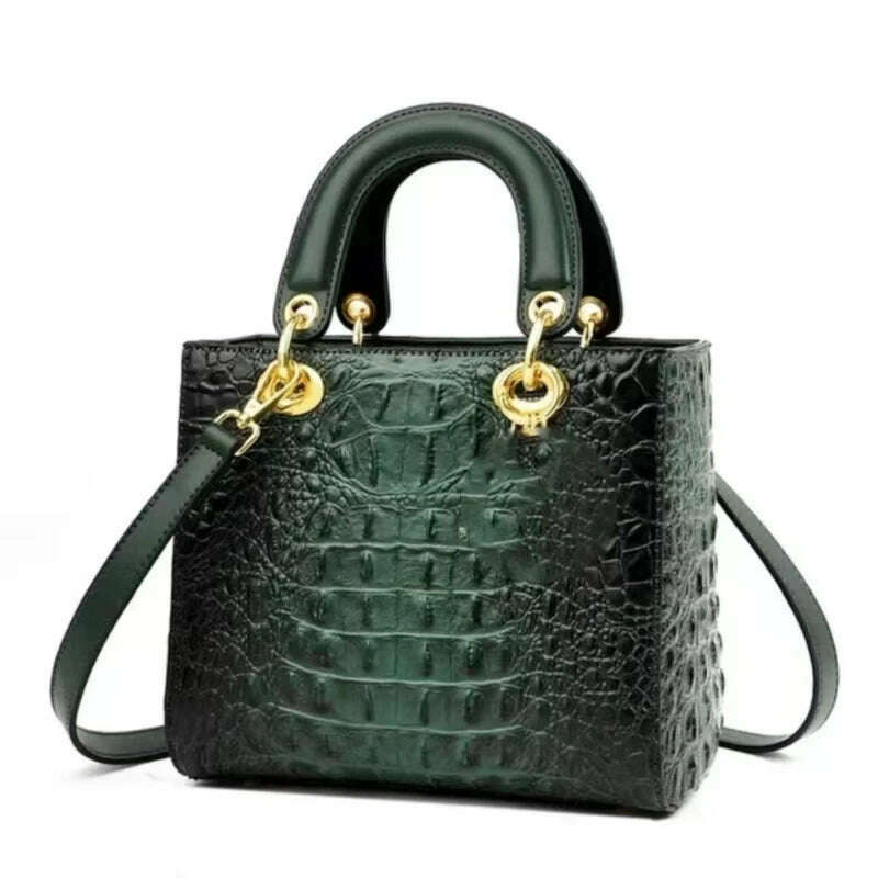 KIMLUD, Women's Bag Retro Crocodile High Quality Luxury Brand Designer Leather Shoulder Bag Ladies Messenger Handbag Totes, Green / CHINA, KIMLUD APPAREL - Womens Clothes