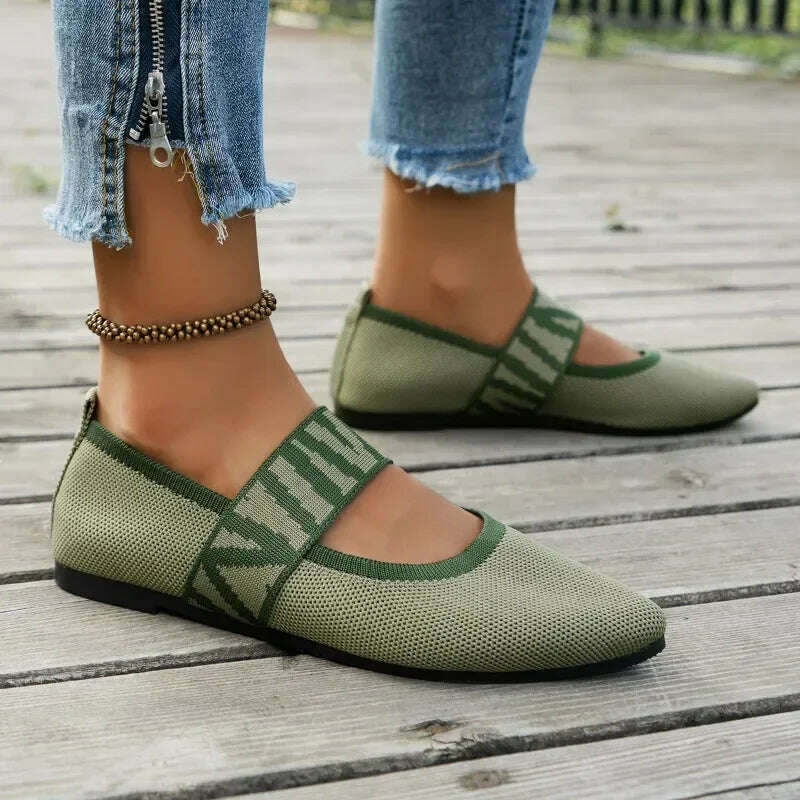 KIMLUD, Women's Ballet Flats Casual Shoes Low Heel Elegant Women's Sneakers Comfortable Pointed Toe Mesh Breathable Work Shoes, 40 / 619-Green, KIMLUD Womens Clothes