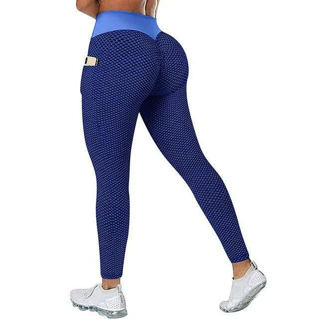 KIMLUD, Women's Casual Fitness Trousers High Waist Pocket Yoga Leggings Scrunch Butt Workout Tights High Waist Push Up Yoga Gym Leggings, KIMLUD Womens ClothesKIMLUD, Women's Casual Fitness Trousers High Waist Pocket Yoga Leggings Scrunch Butt Workout Tights High Waist Push Up Yoga Gym Leggings, Blue / S / CN, KIMLUD APPAREL - Womens Clothes