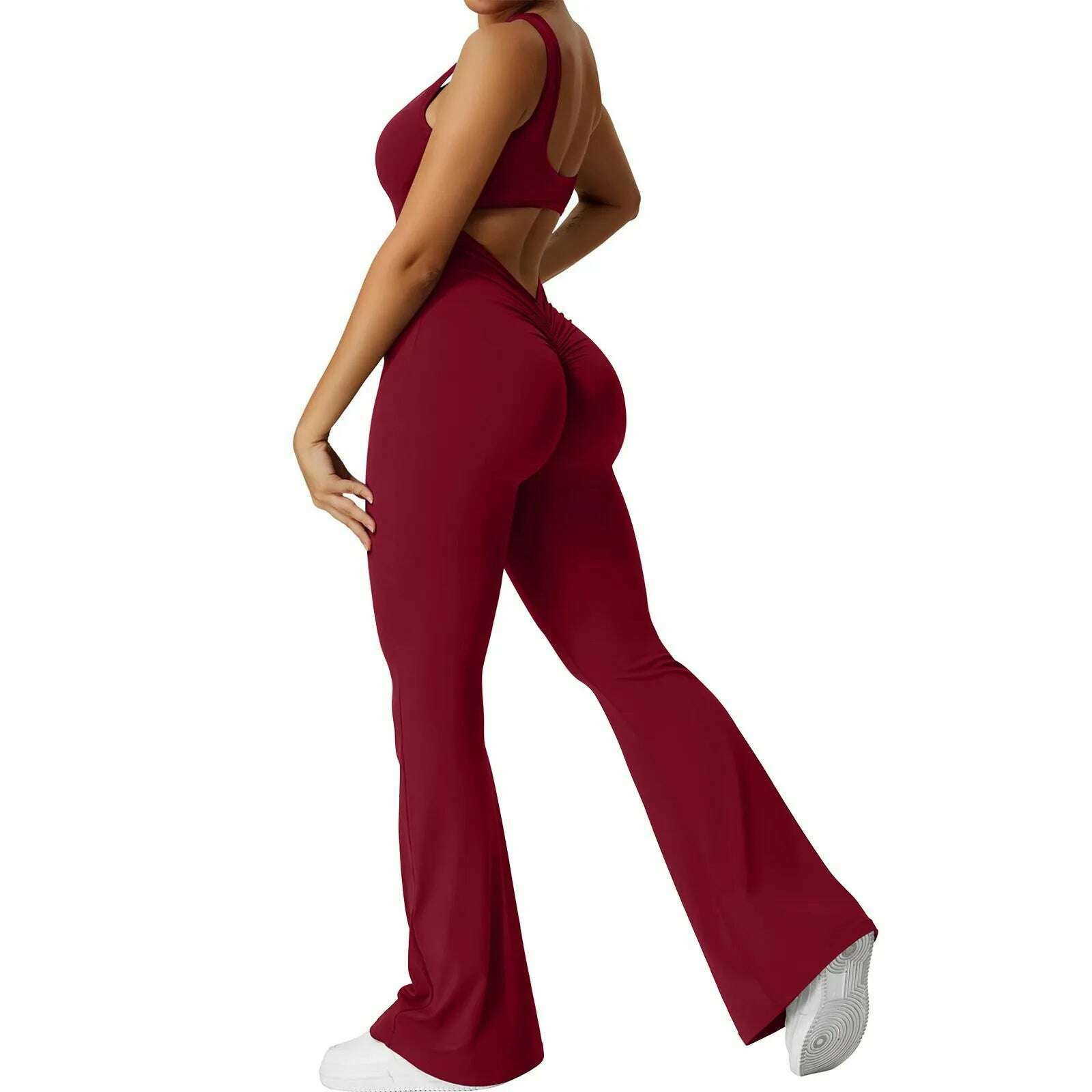 KIMLUD, Women's Fashion Jumpsuit Solid Color Sexy Backless Tight Fitting Clothing Elastic Sports Sleeveless Jumpsuit комбинезон женский, KIMLUD Womens Clothes