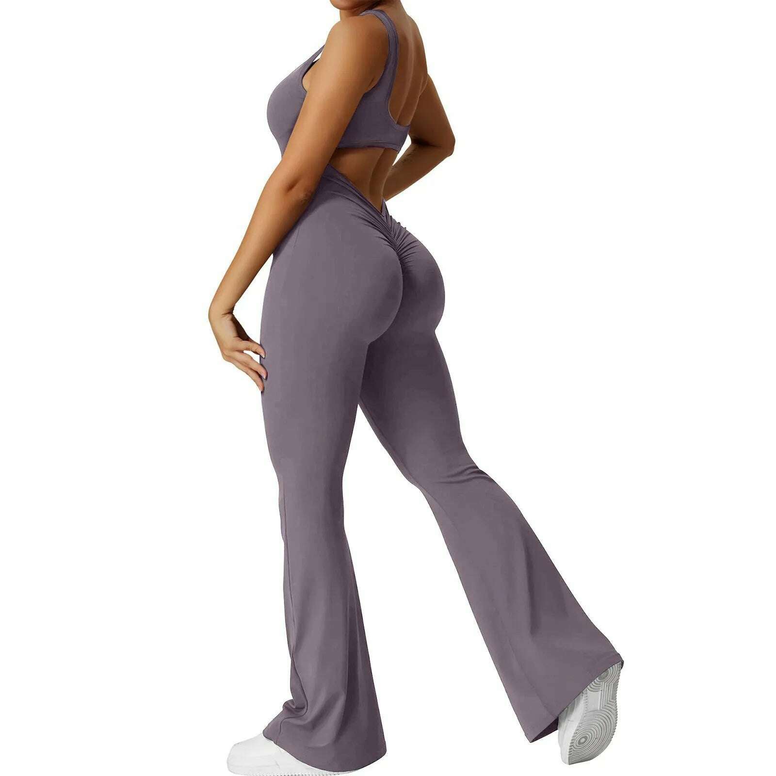 KIMLUD, Women's Fashion Jumpsuit Solid Color Sexy Backless Tight Fitting Clothing Elastic Sports Sleeveless Jumpsuit комбинезон женский, KIMLUD Womens Clothes