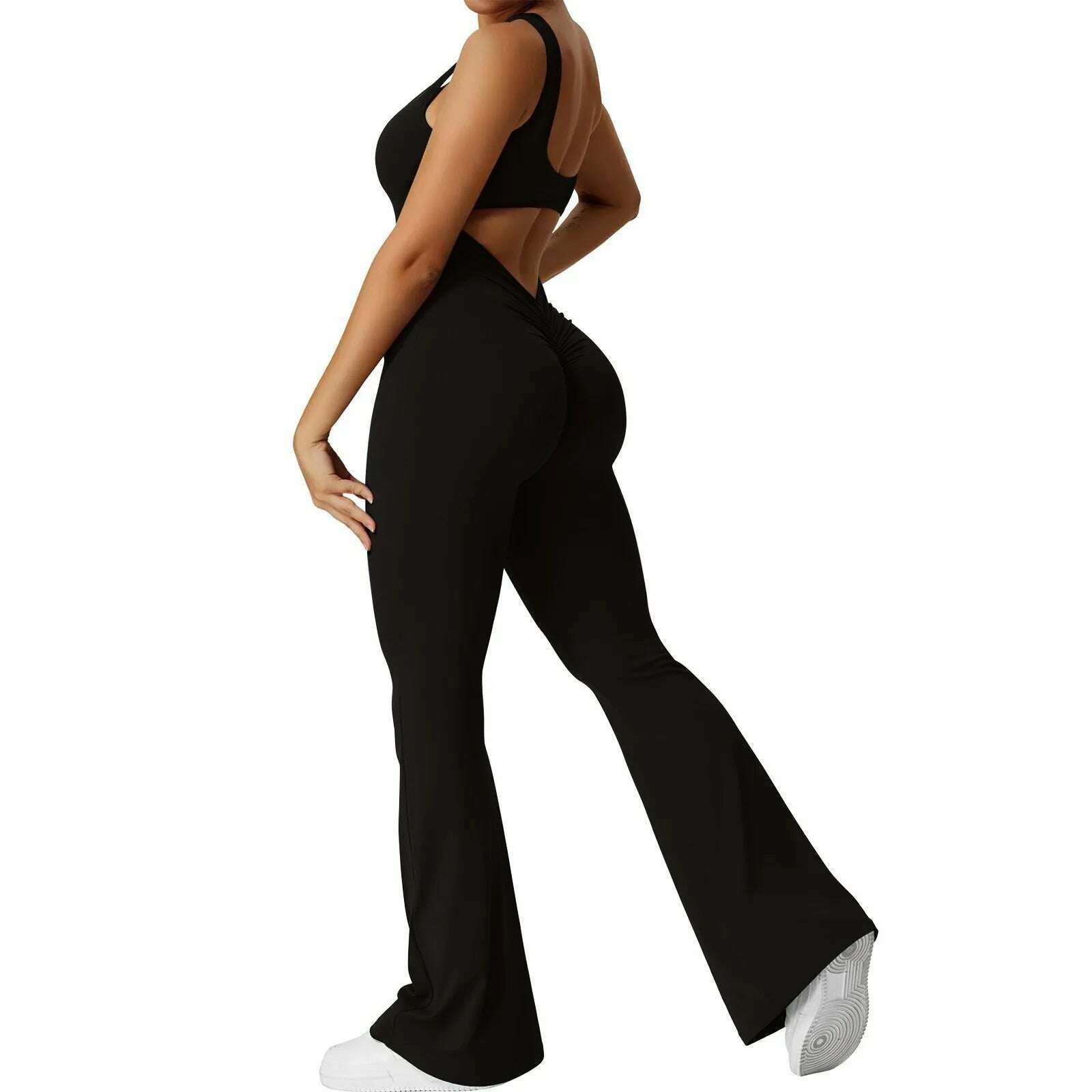 KIMLUD, Women's Fashion Jumpsuit Solid Color Sexy Backless Tight Fitting Clothing Elastic Sports Sleeveless Jumpsuit комбинезон женский, KIMLUD Womens Clothes