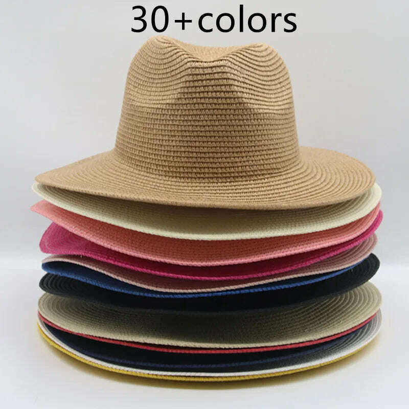 Women's Hat Hats for Women Summer Straw Sun Hats Men's Caps Sun Protection Beach Summer Women Men Panama Straw Hat Gorras Hombre - KIMLUD