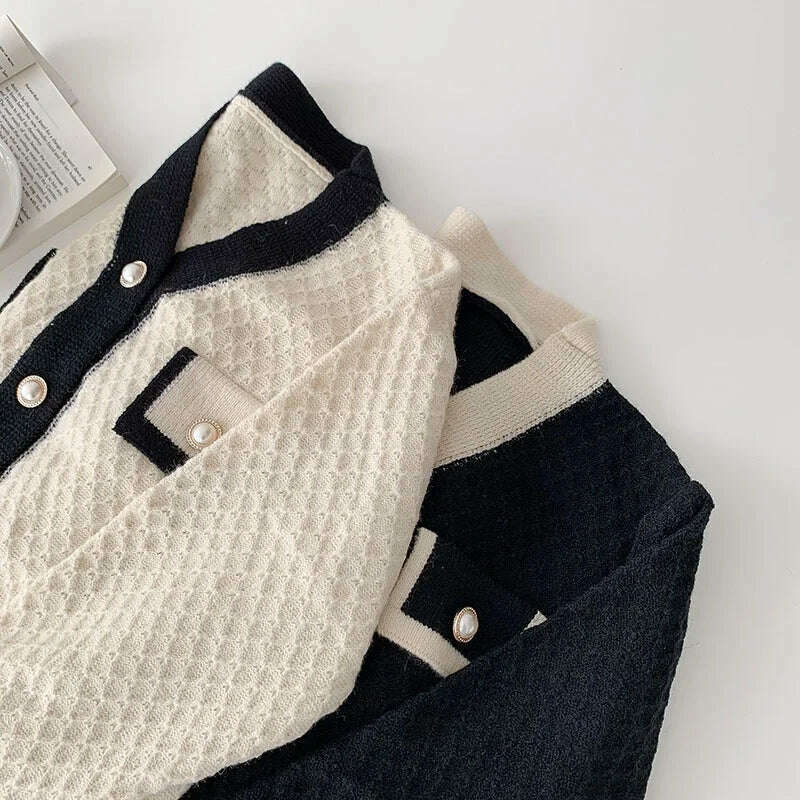 Women's Korean Fashion New Korean Loose Long-sleeved Knit Sweater Cardigans Outwear Coat - KIMLUD