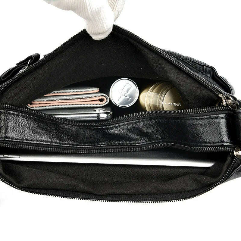 KIMLUD, Women's Multi Zipper Shoulder Bag, Versatile Solid Color Faux Leather Crossbody Bag, KIMLUD Womens Clothes