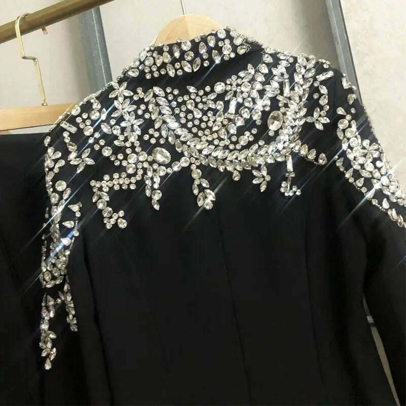 KIMLUD, Women's new 2024 christmas gift Rhinestones Beading Party Blazer Long Sleeve Luxury Elegant Suit blazer Jackets, KIMLUD Womens Clothes