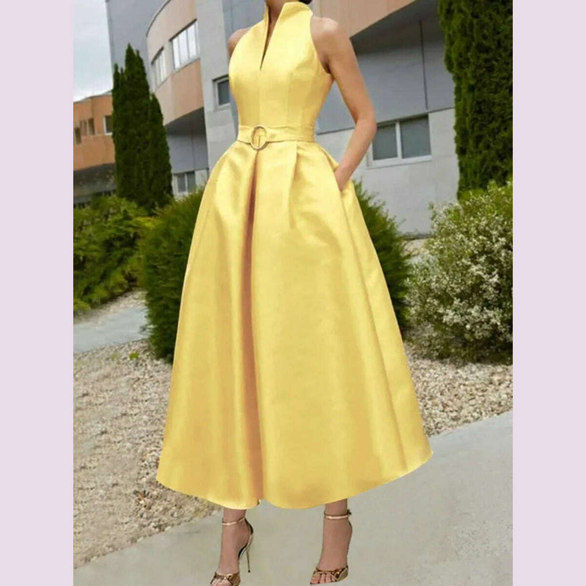Women's Party Evening Elegant Dress Belted A-line 2024 New Summer Autu