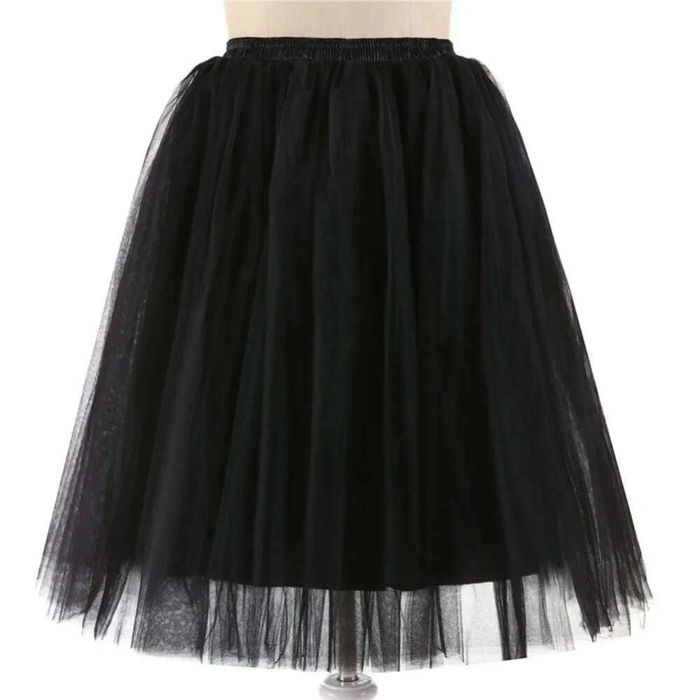 Women's Puffy Retro Vintage Crinoline Underskirt Tulle Tutu Skirt jupon Short Petticoats For Prom Party Dress Wedding - KIMLUD