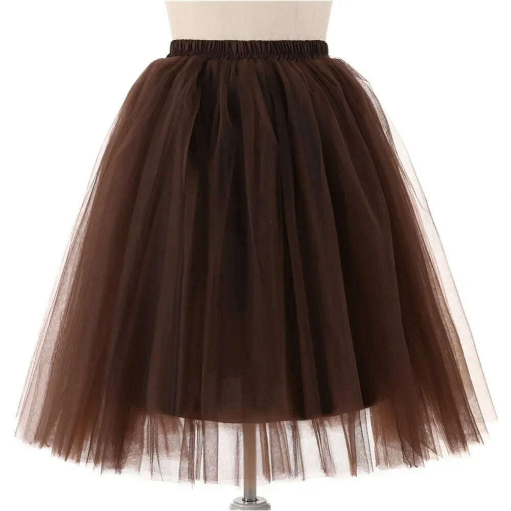 Women's Puffy Retro Vintage Crinoline Underskirt Tulle Tutu Skirt jupon Short Petticoats For Prom Party Dress Wedding - KIMLUD