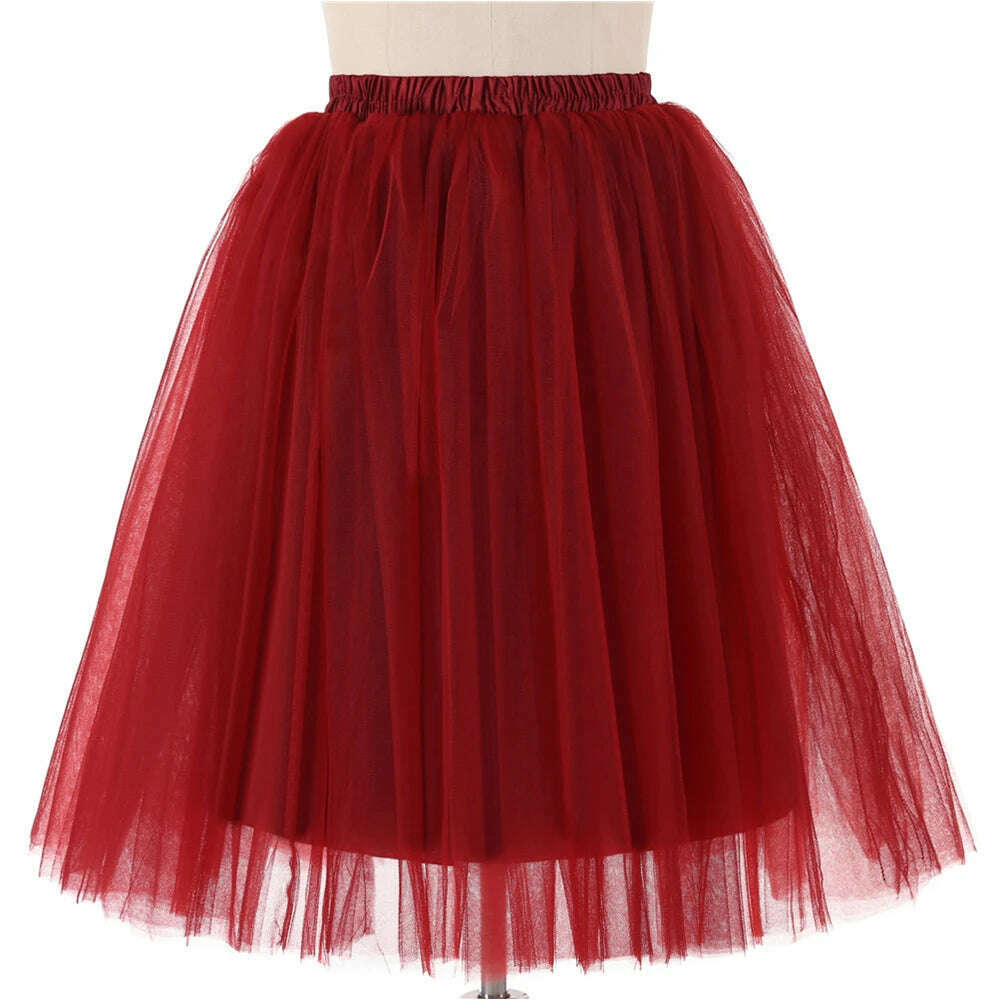 Women's Puffy Retro Vintage Crinoline Underskirt Tulle Tutu Skirt jupon Short Petticoats For Prom Party Dress Wedding - KIMLUD