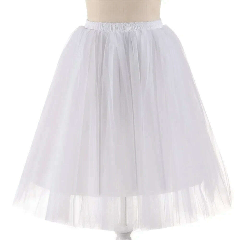 Women's Puffy Retro Vintage Crinoline Underskirt Tulle Tutu Skirt jupon Short Petticoats For Prom Party Dress Wedding - KIMLUD