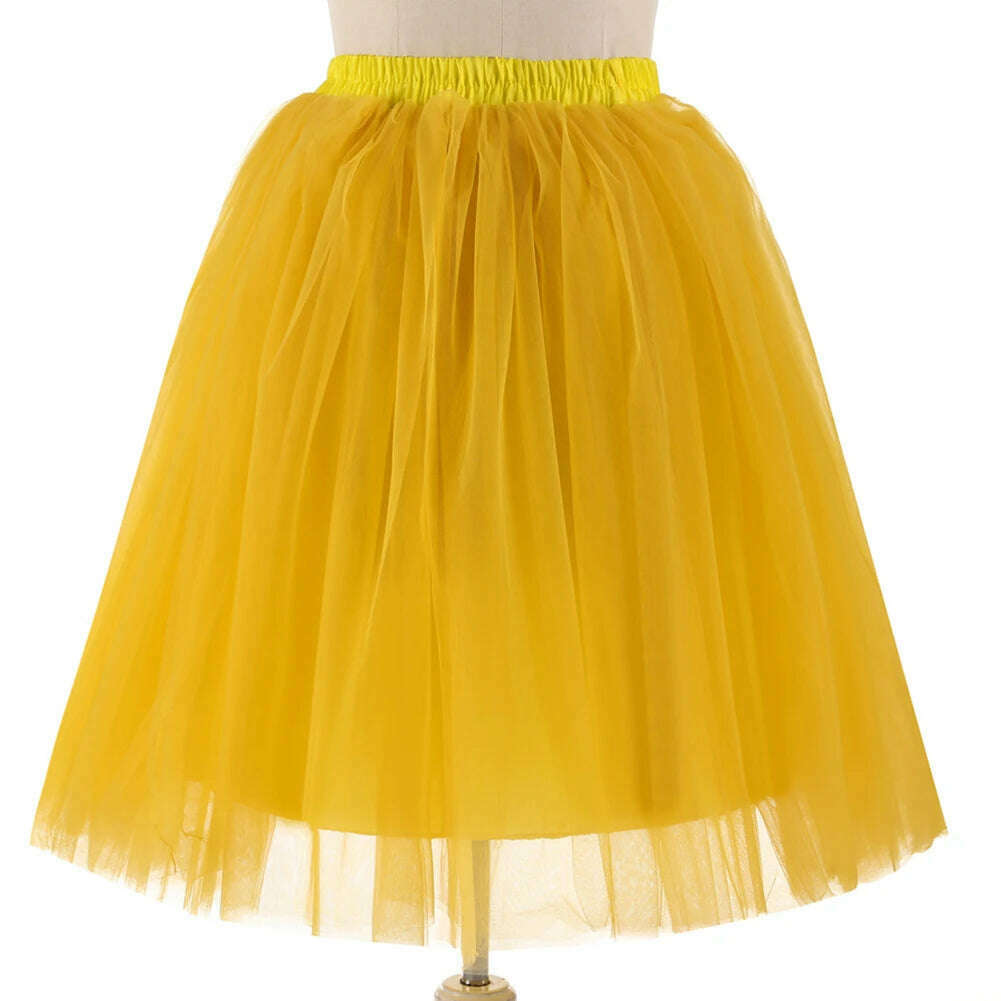 Women's Puffy Retro Vintage Crinoline Underskirt Tulle Tutu Skirt jupon Short Petticoats For Prom Party Dress Wedding - KIMLUD