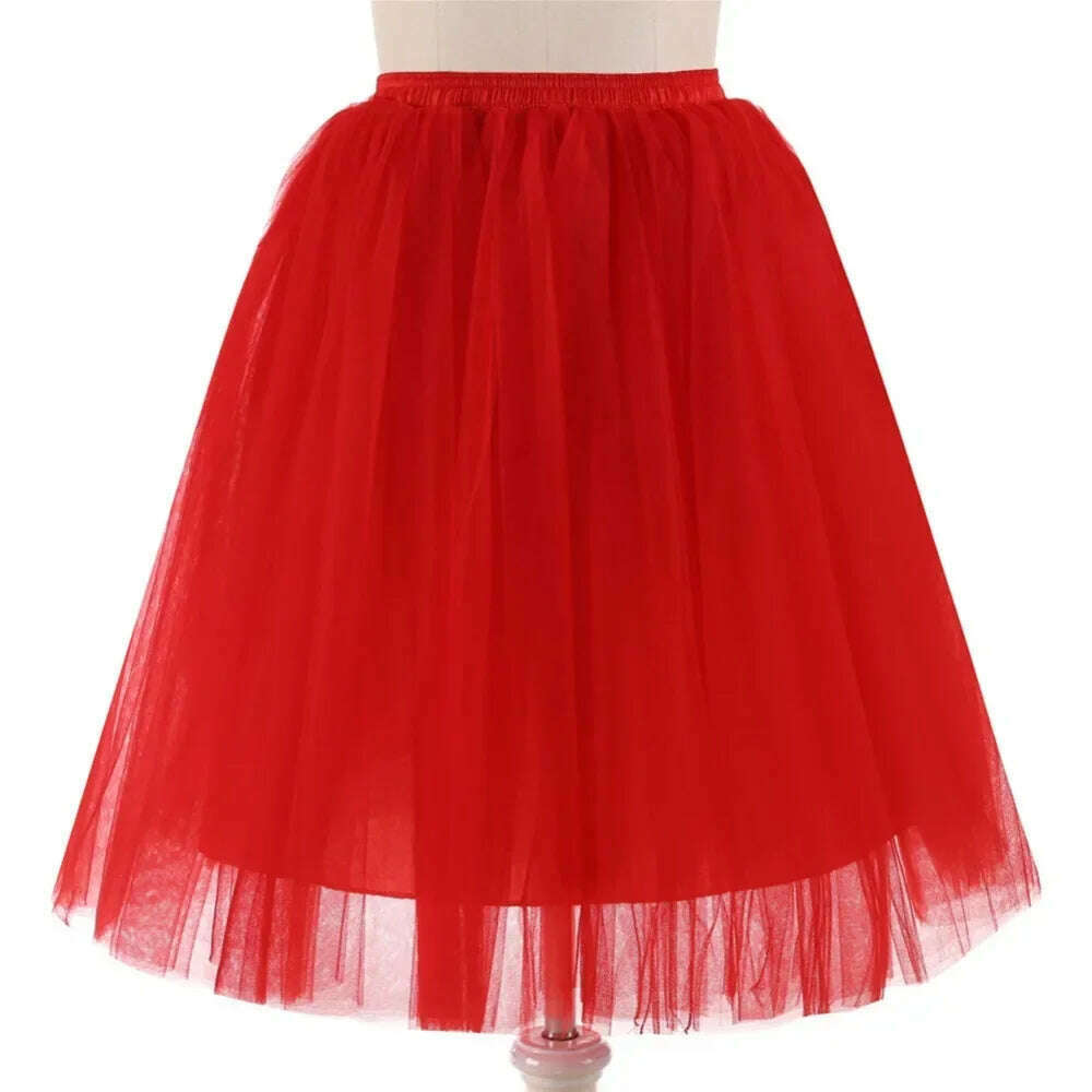 Women's Puffy Retro Vintage Crinoline Underskirt Tulle Tutu Skirt jupon Short Petticoats For Prom Party Dress Wedding - KIMLUD