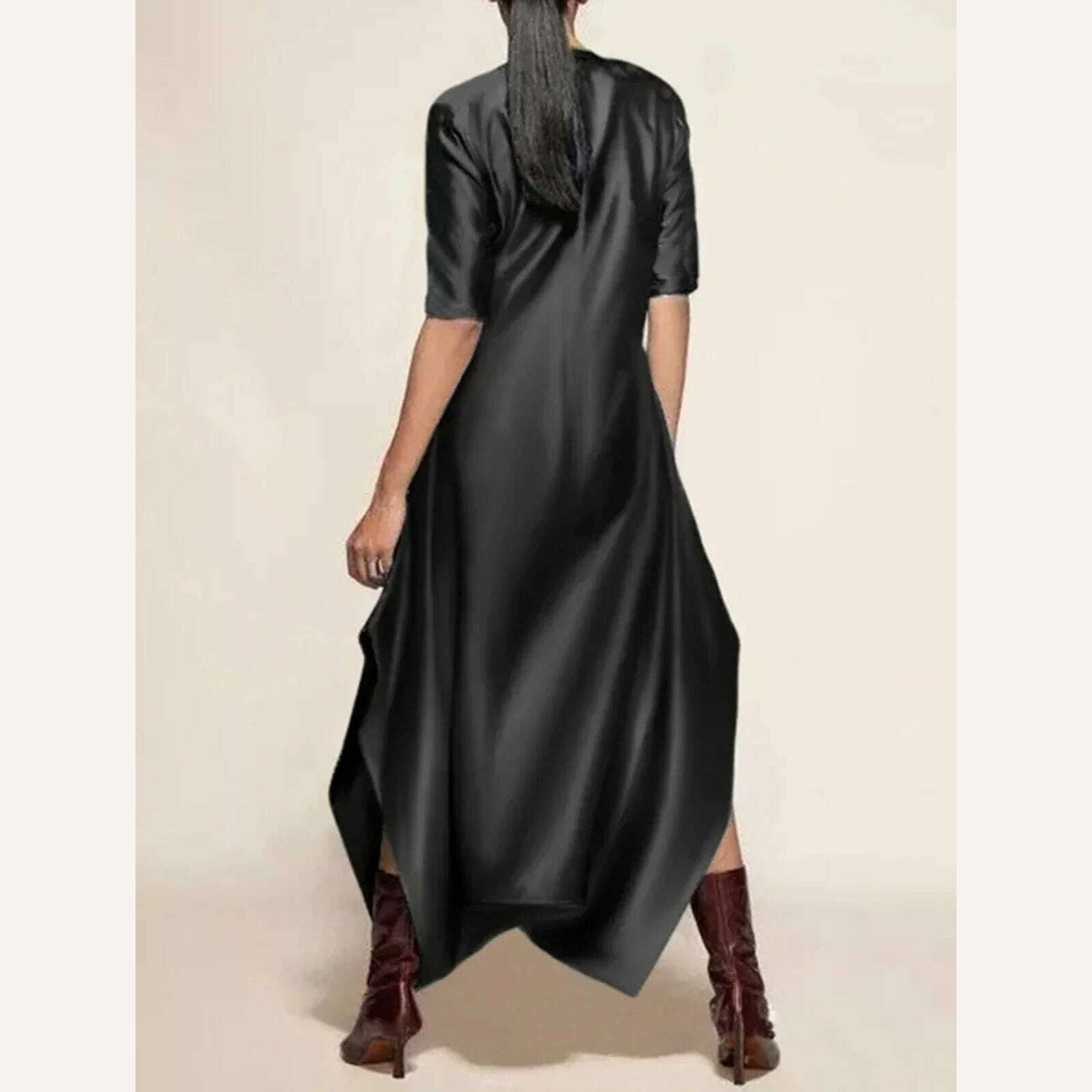 Women's Satin Jumpsuit Elegant Crew Neck Half Sleeve Loose Elegant Vintage Casual Fashion Shiny Silk Jumpsuit Rompers for Female - KIMLUD