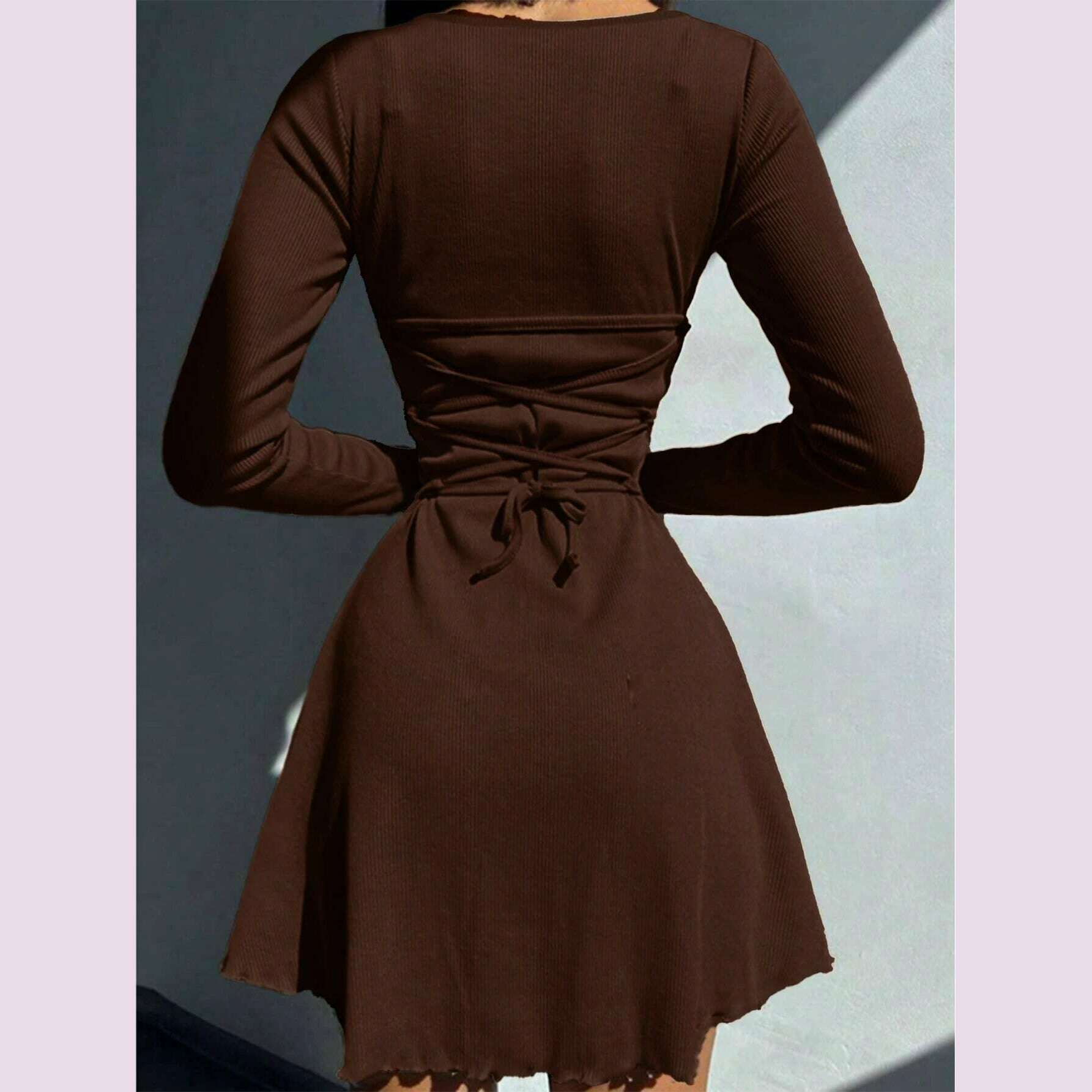 Women's Sexy Club Long Sleeve Mini Bodycon Dress Suitable For Nightclub, Family Party, Vacation, Leisure - KIMLUD
