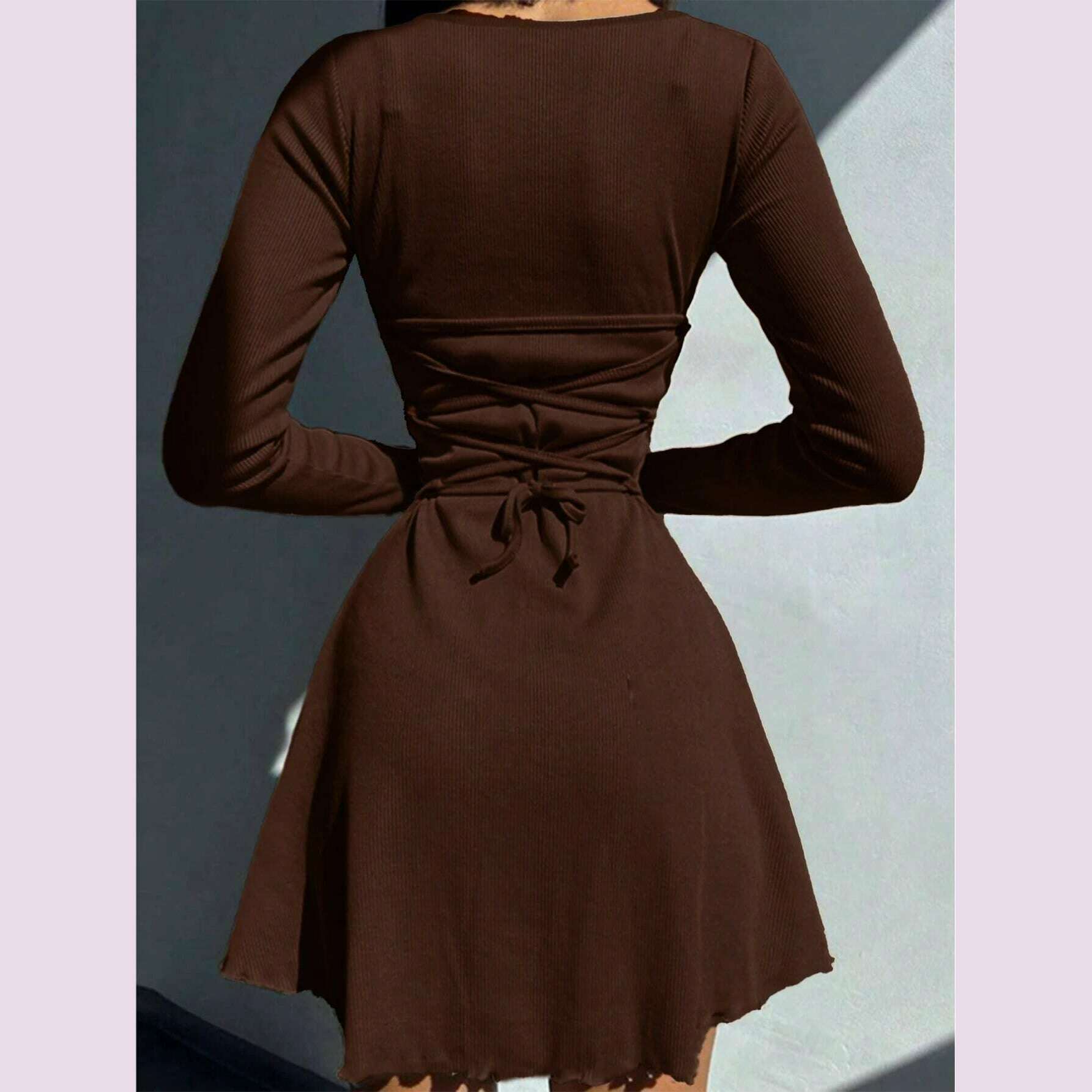 Women's Sexy Club Long Sleeve Mini Bodycon Dress Suitable For Nightclub, Family Party, Vacation, Leisure - KIMLUD
