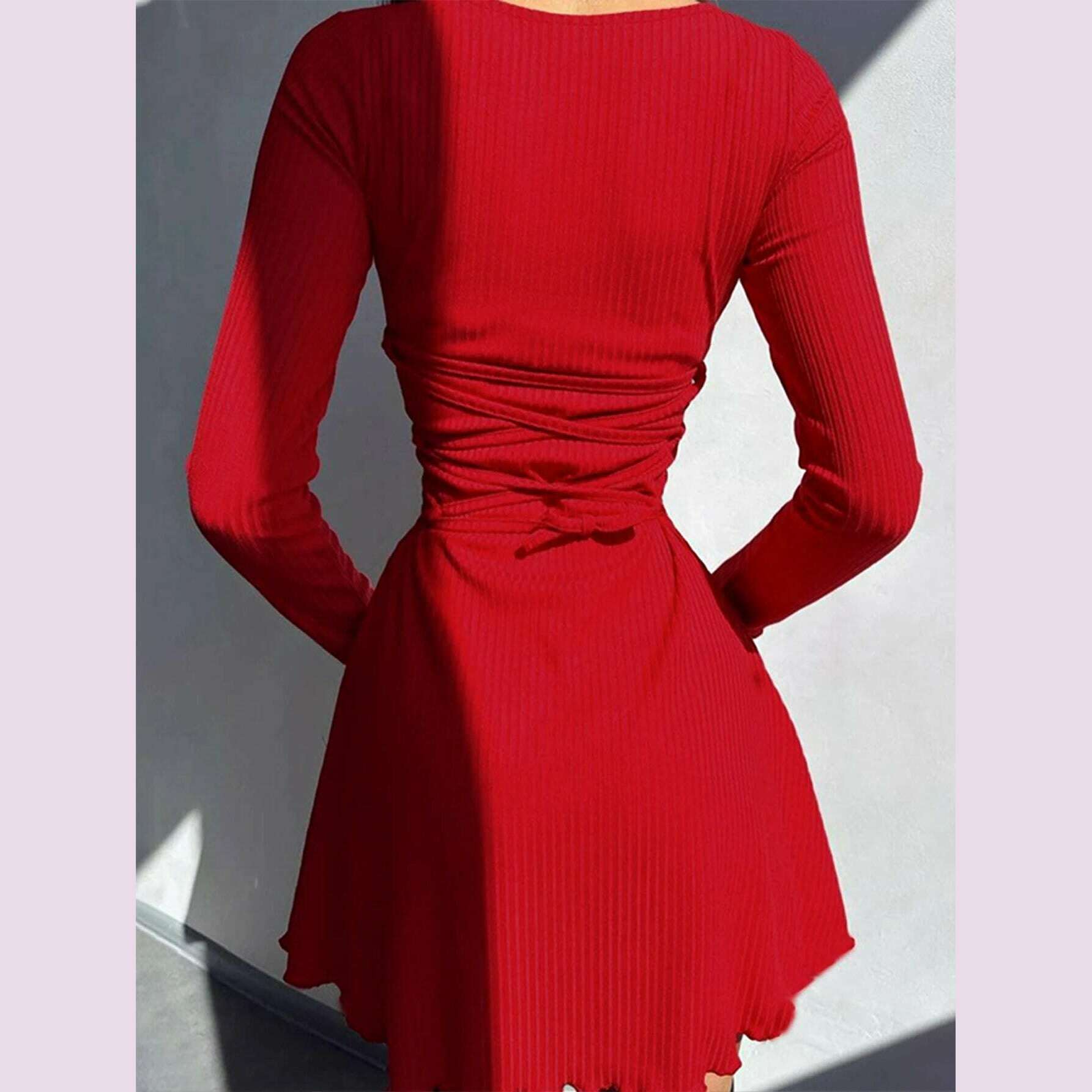 Women's Sexy Club Long Sleeve Mini Bodycon Dress Suitable For Nightclub, Family Party, Vacation, Leisure - KIMLUD