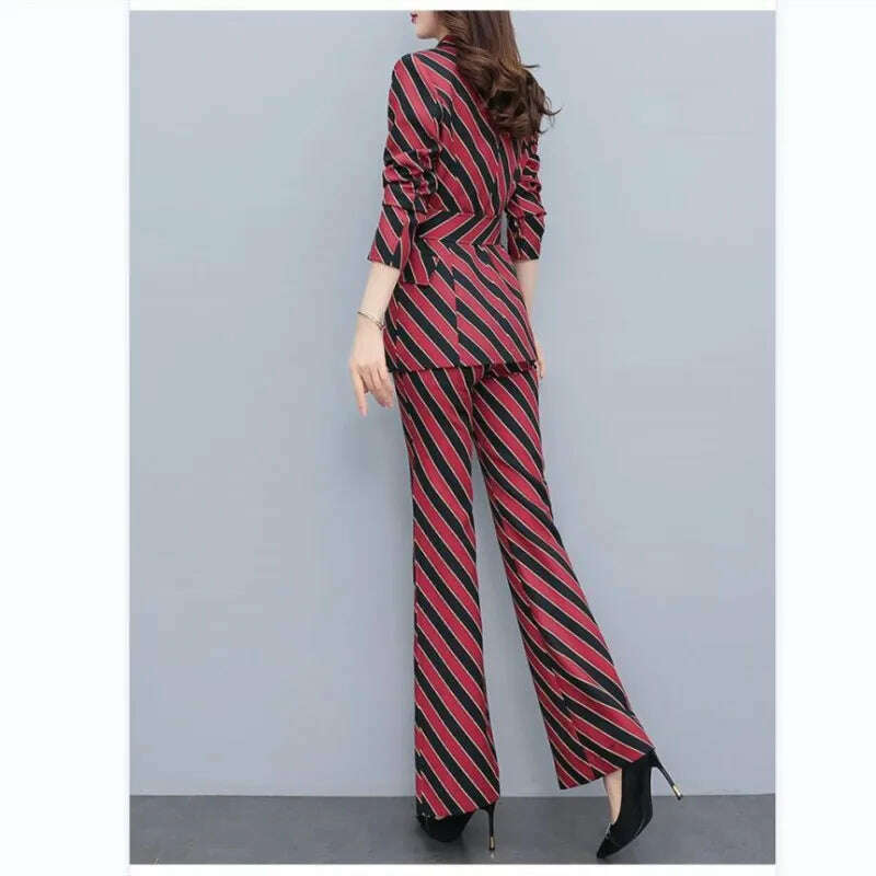 KIMLUD, Women's Suit Suit 2023 Spring and Autumn New Fashion Print Thin Blazers Coat Pants Two-piece Korean Elegant Casual Matching Set, KIMLUD Womens Clothes