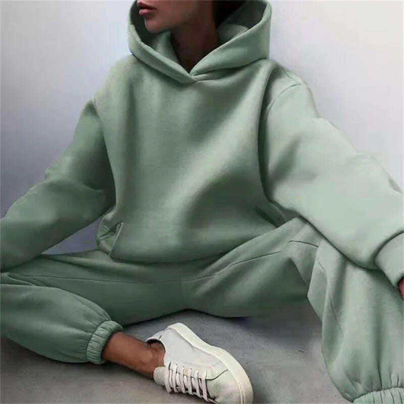 KIMLUD, Women's Tracksuit Suit Autumn Fashion Warm Hoodie Sweatshirts Two Pieces Oversized Solid Casual Hoody Pullovers Long Pant Sets, KIMLUD Womens Clothes