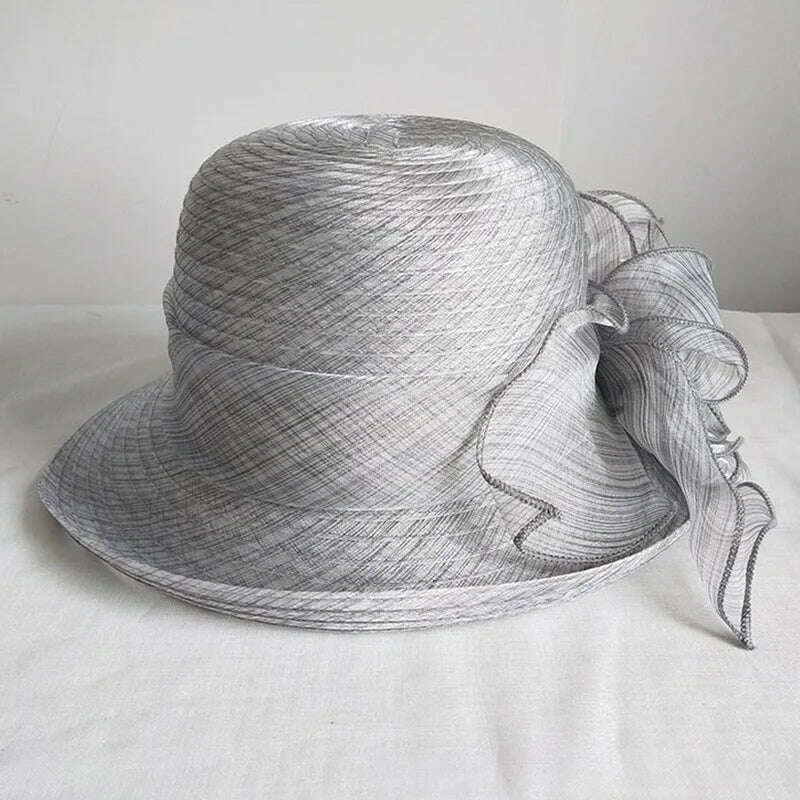 KIMLUD, Womens Up-Turned Brim Organza Hats Wedding Occasion Wide Brim Sun Hat Kentucky Derby Summer Church Party Hats Dressy Millinery, KIMLUD Womens ClothesKIMLUD, Womens Up-Turned Brim Organza Hats Wedding Occasion Wide Brim Sun Hat Kentucky Derby Summer Church Party Hats Dressy Millinery, Gray, KIMLUD APPAREL - Womens Clothes