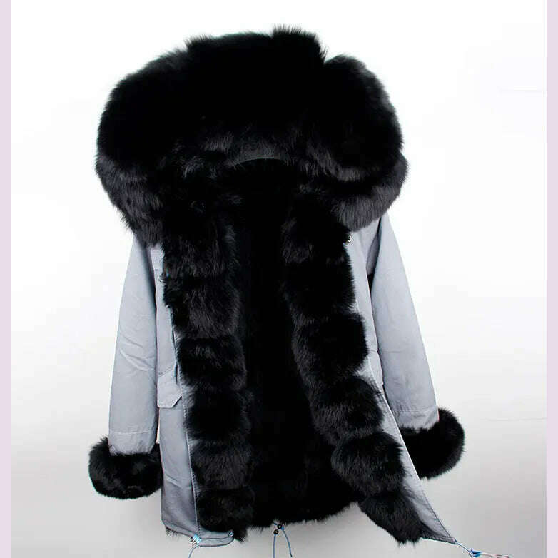 KIMLUD, womens winter jacket coat Raccoon fur Linner parkas women parka big real fox fur collar natural Roccoon fur liner Long coat, KIMLUD Womens Clothes