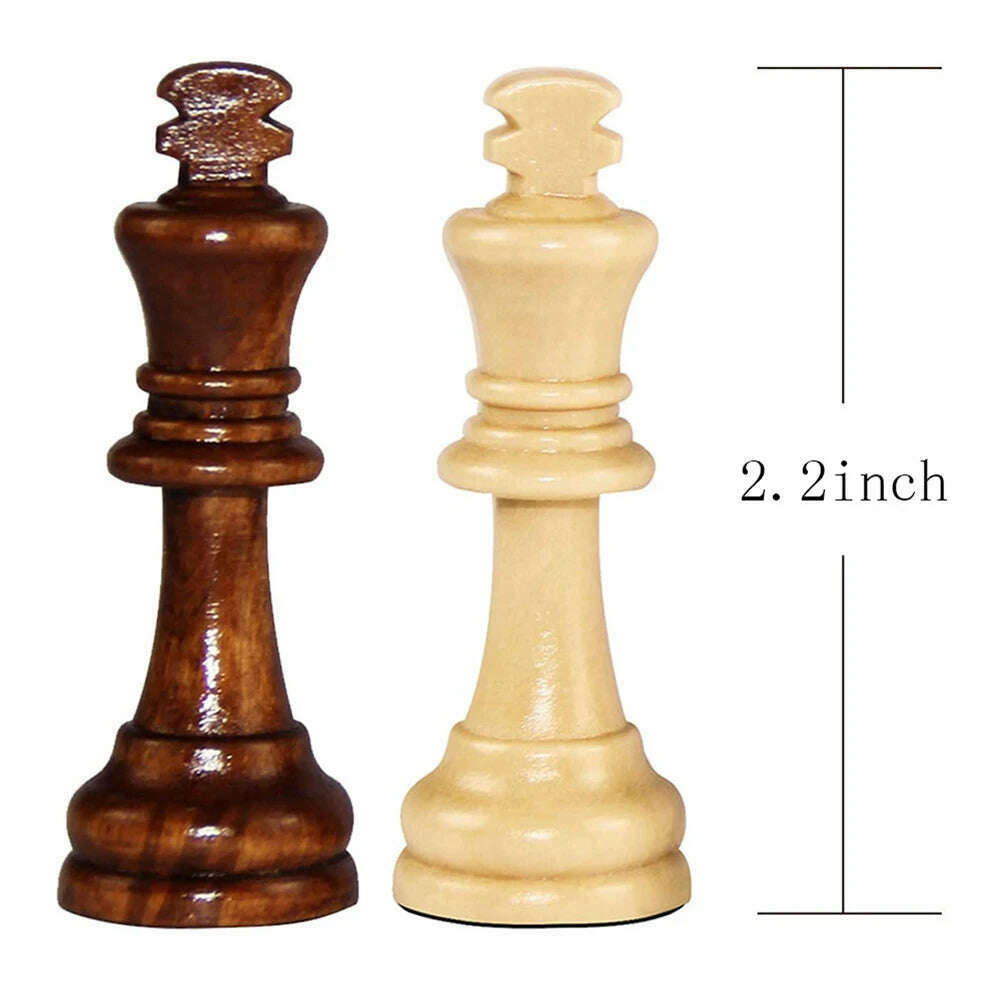 Wooden Chessmen Chess Game Pawns Standard Tournamen Staunton 32PCS Figurine Pieces Chess Pieces Only for Chess Board Game - KIMLUD