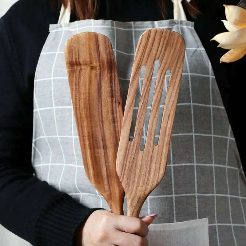 KIMLUD, Wooden Spatula Rice Spoon Non-Stick Cookware For Cooking Pan Kitchen Cooking Tool Frying Steak Sauce Shovel, KIMLUD Womens Clothes