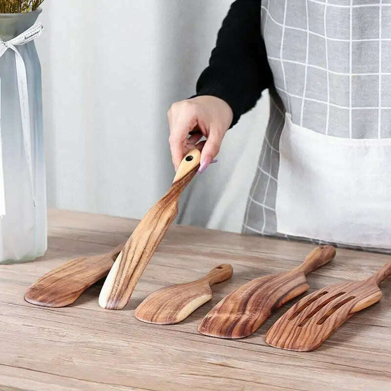 KIMLUD, Wooden Spatula Rice Spoon Non-Stick Cookware For Cooking Pan Kitchen Cooking Tool Frying Steak Sauce Shovel, KIMLUD Womens Clothes