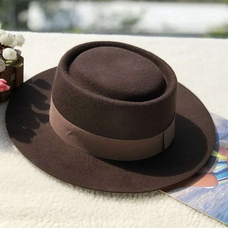 wool fedora for women men fedoras lady hat two toned felt church hat unisex bowknot jazz hat for men and women wholesale price - KIMLUD