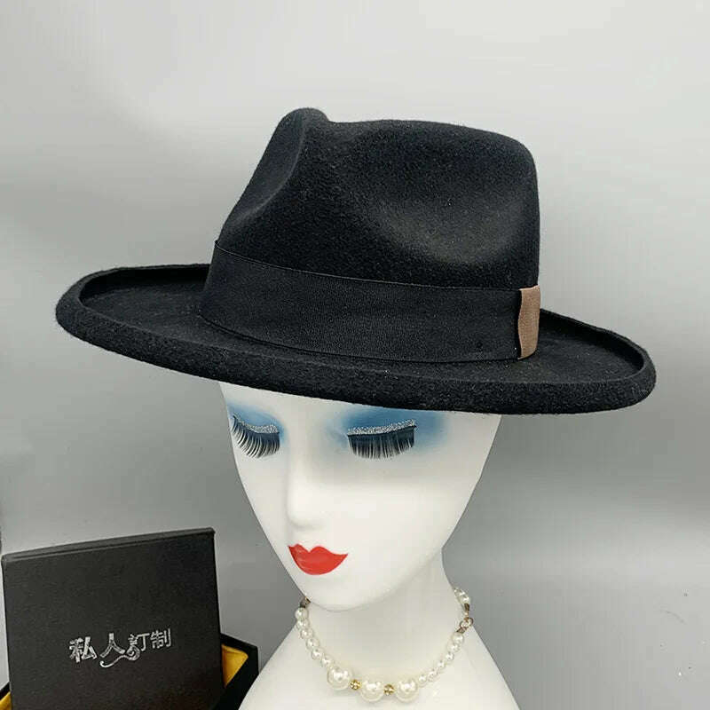 wool fedora for women men fedoras lady hat two toned felt church hat unisex bowknot jazz hat for men and women wholesale price - KIMLUD